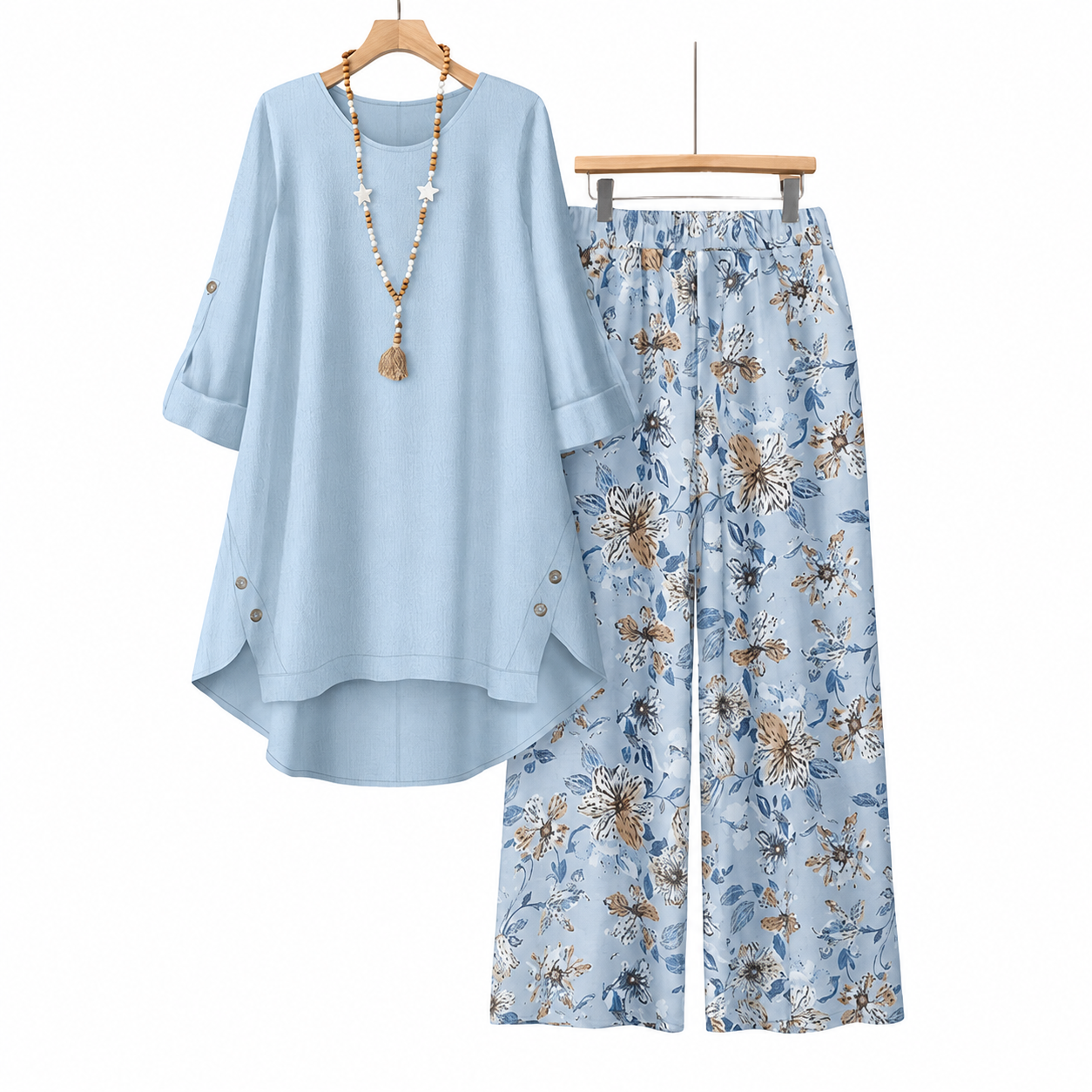 Women's Cotton Linen Half Sleeve Top & Pants Set – Breathable & lightweight