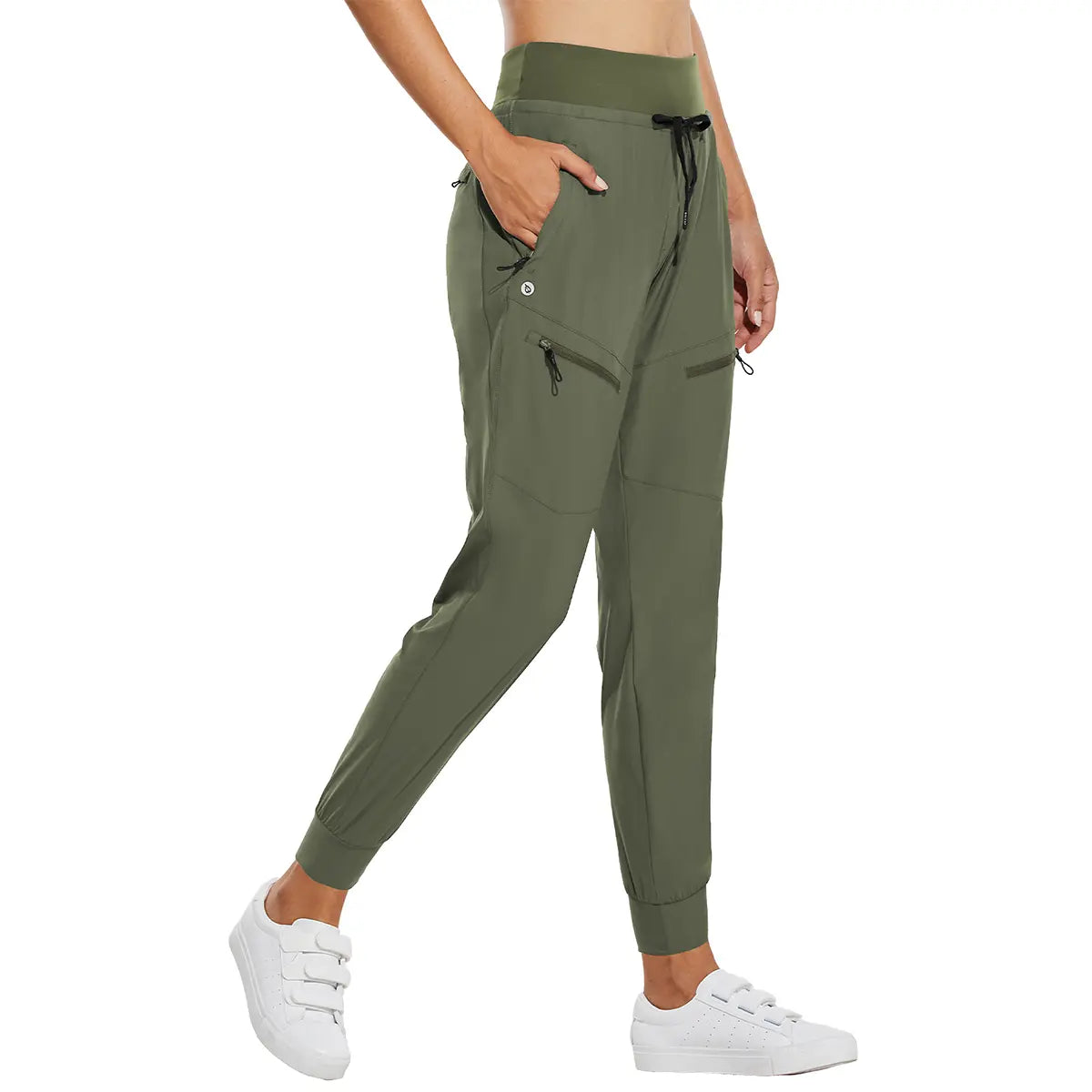 Women's High-Waisted Cargo Joggers – Lightweight Quick-Dry Travel Pants with 5 Pockets, UPF 50+ Athletic Workout Pants, 25.5" & 28" Inseam