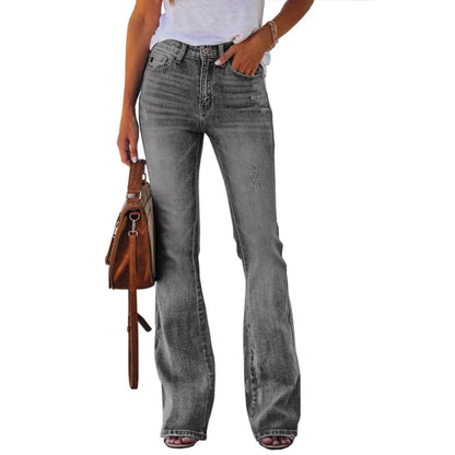 Womens High Waisted Jeans Flare Stretch Boyfriend Bootcut Casual Denim Pants