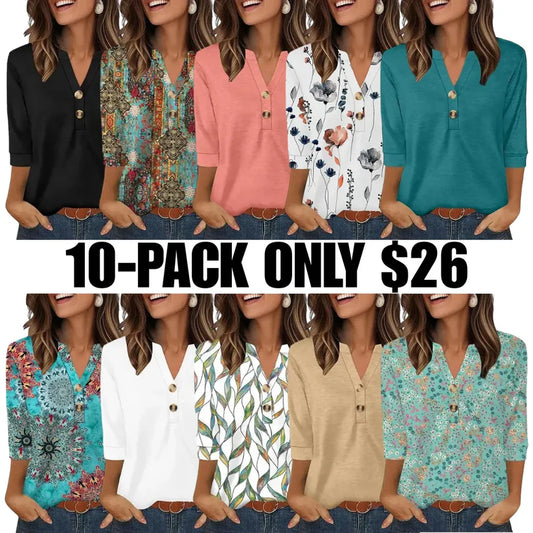 ✨Womens Tops 3/4 Sleeve Heley Shirts for Women Summer Fashion Blouses