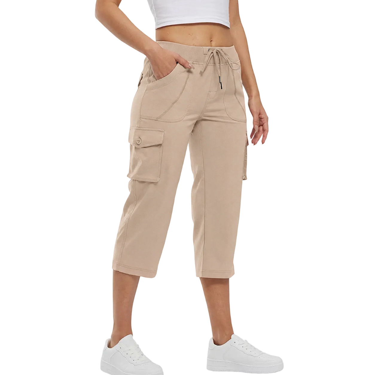 Women's Cargo Capris Pants Plus Size Outdoor Lightweight Casual Trip Loose Shorts Summer