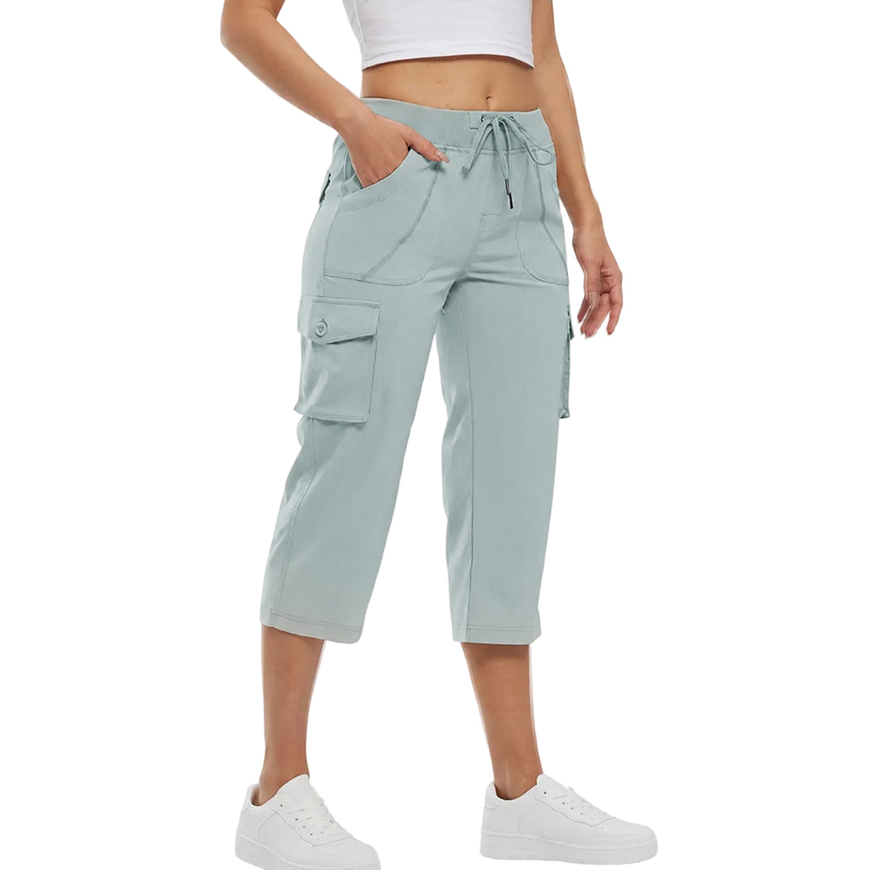 Women's Cargo Capris Pants Plus Size Outdoor Lightweight Casual Trip Loose Shorts Summer