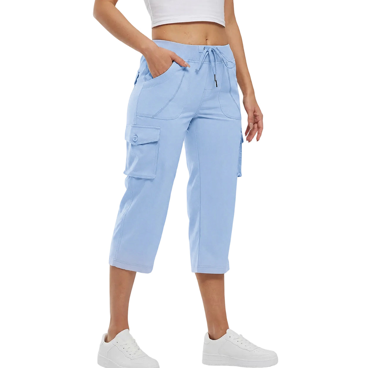 Women's Cargo Capris Pants Plus Size Outdoor Lightweight Casual Trip Loose Shorts Summer