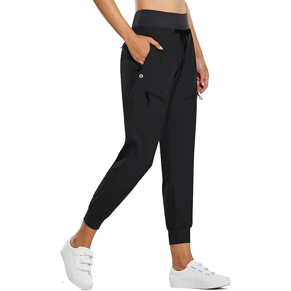 Women's High-Waisted Cargo Joggers – Lightweight Quick-Dry Travel Pants with 5 Pockets, UPF 50+ Athletic Workout Pants, 25.5" & 28" Inseam