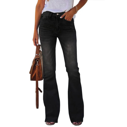 Womens High Waisted Jeans Flare Stretch Boyfriend Bootcut Casual Denim Pants