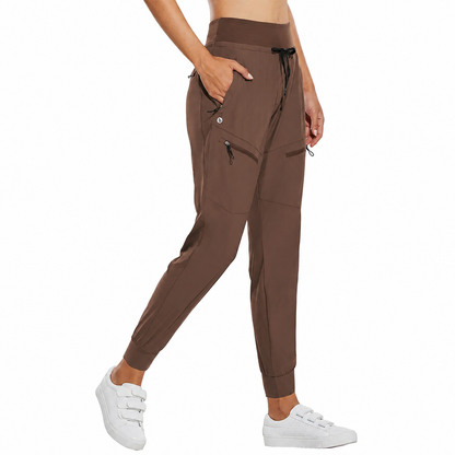 Women's High-Waisted Cargo Joggers – Lightweight Quick-Dry Travel Pants with 5 Pockets, UPF 50+ Athletic Workout Pants, 25.5" & 28" Inseam