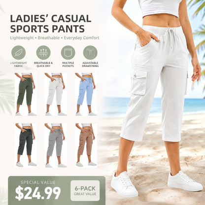 Women's Cargo Capris Pants Plus Size Outdoor Lightweight Casual Trip Loose Shorts Summer