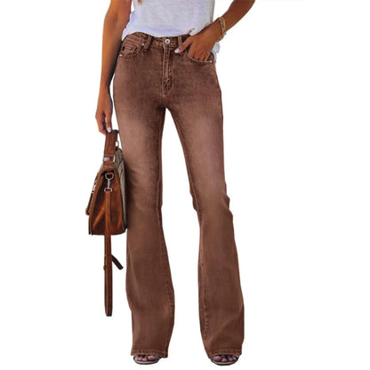 Womens High Waisted Jeans Flare Stretch Boyfriend Bootcut Casual Denim Pants