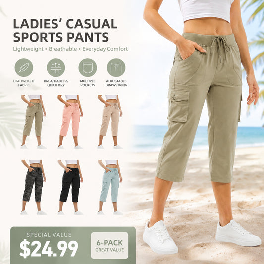Women's Cargo Capris Pants Plus Size Outdoor Lightweight Casual Trip Loose Shorts Summer