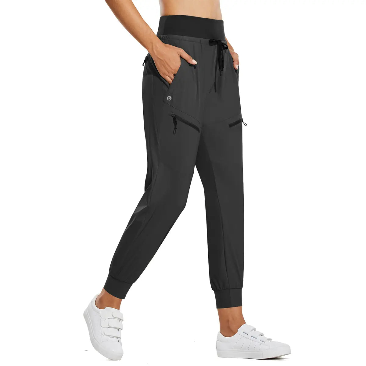 Women's High-Waisted Cargo Joggers – Lightweight Quick-Dry Travel Pants with 5 Pockets, UPF 50+ Athletic Workout Pants, 25.5" & 28" Inseam