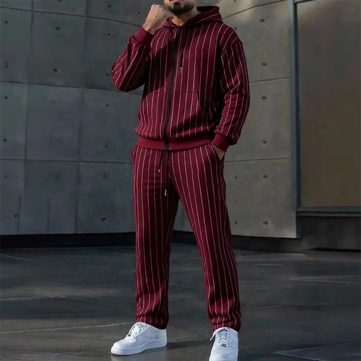 ✨ Easy Everyday Comfort | Men's Color-Block Zip-Up Hoodie & Sweatpants 2-Piece Set