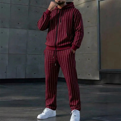 ✨ Easy Everyday Comfort | Men's Color-Block Zip-Up Hoodie & Sweatpants 2-Piece Set
